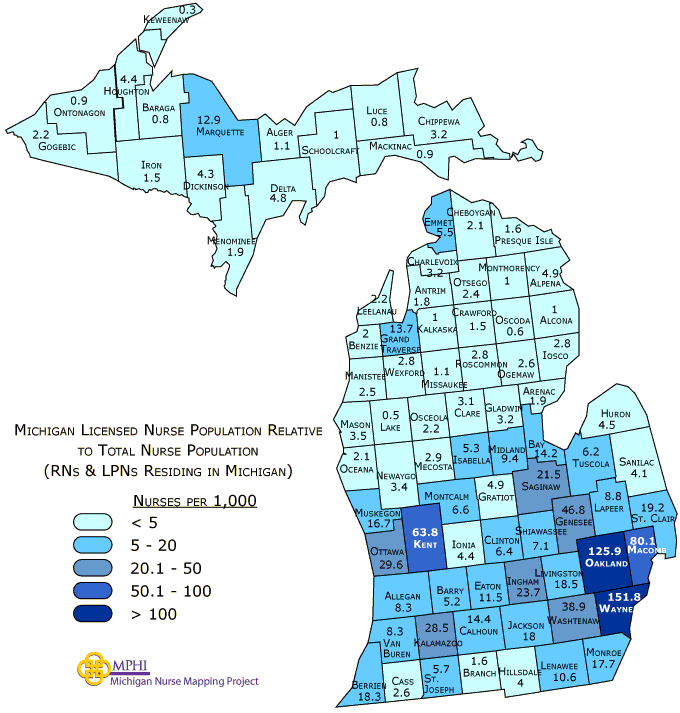 nurse population map